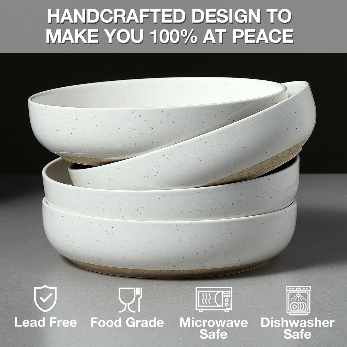 White Ceramic Pasta Bowls Set of 4 I940