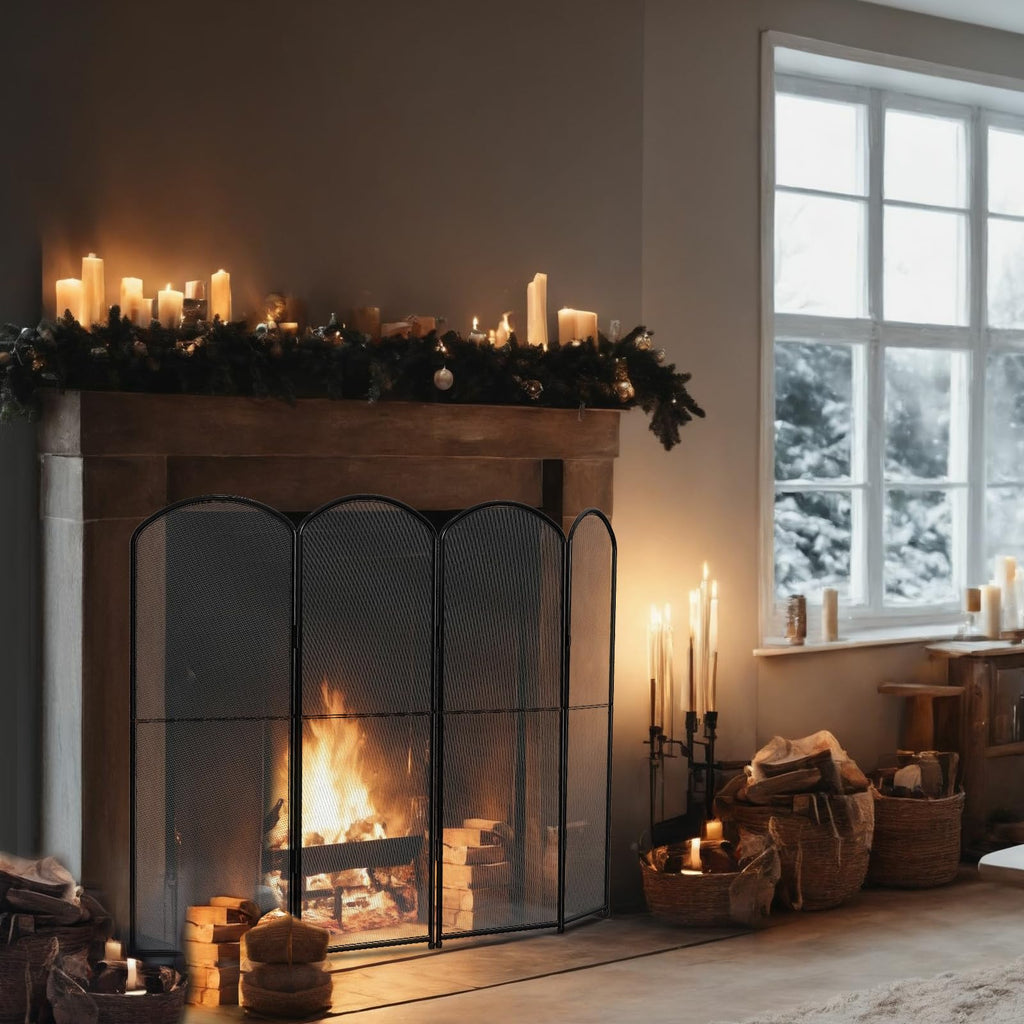 Foldable Wrought Iron Fireplace Screen B12815