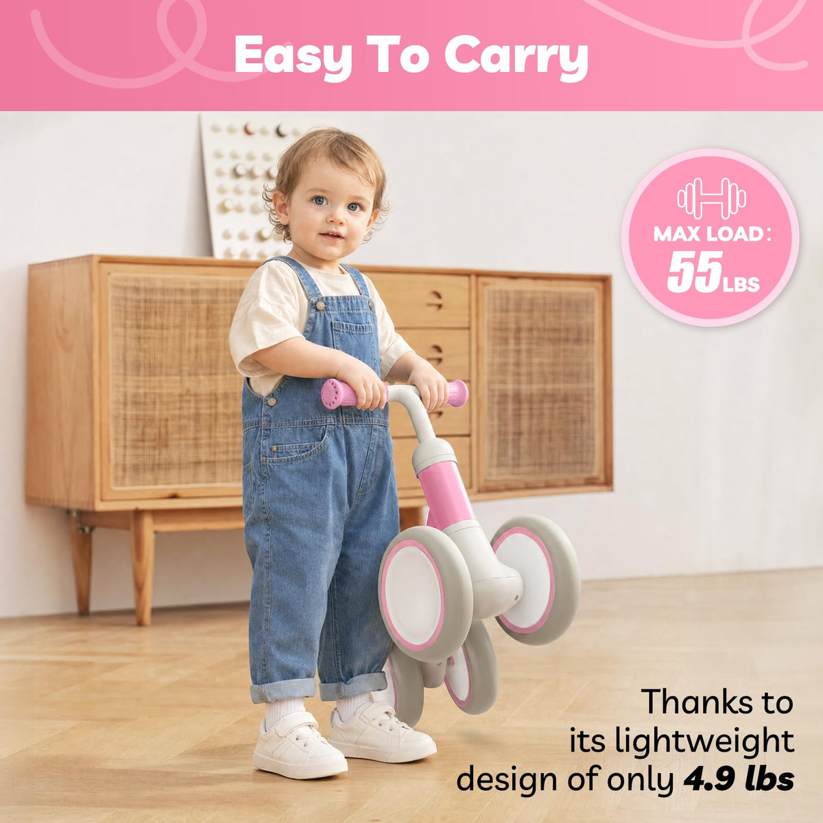 Pink Adjustable Baby Balance Bike S7819
