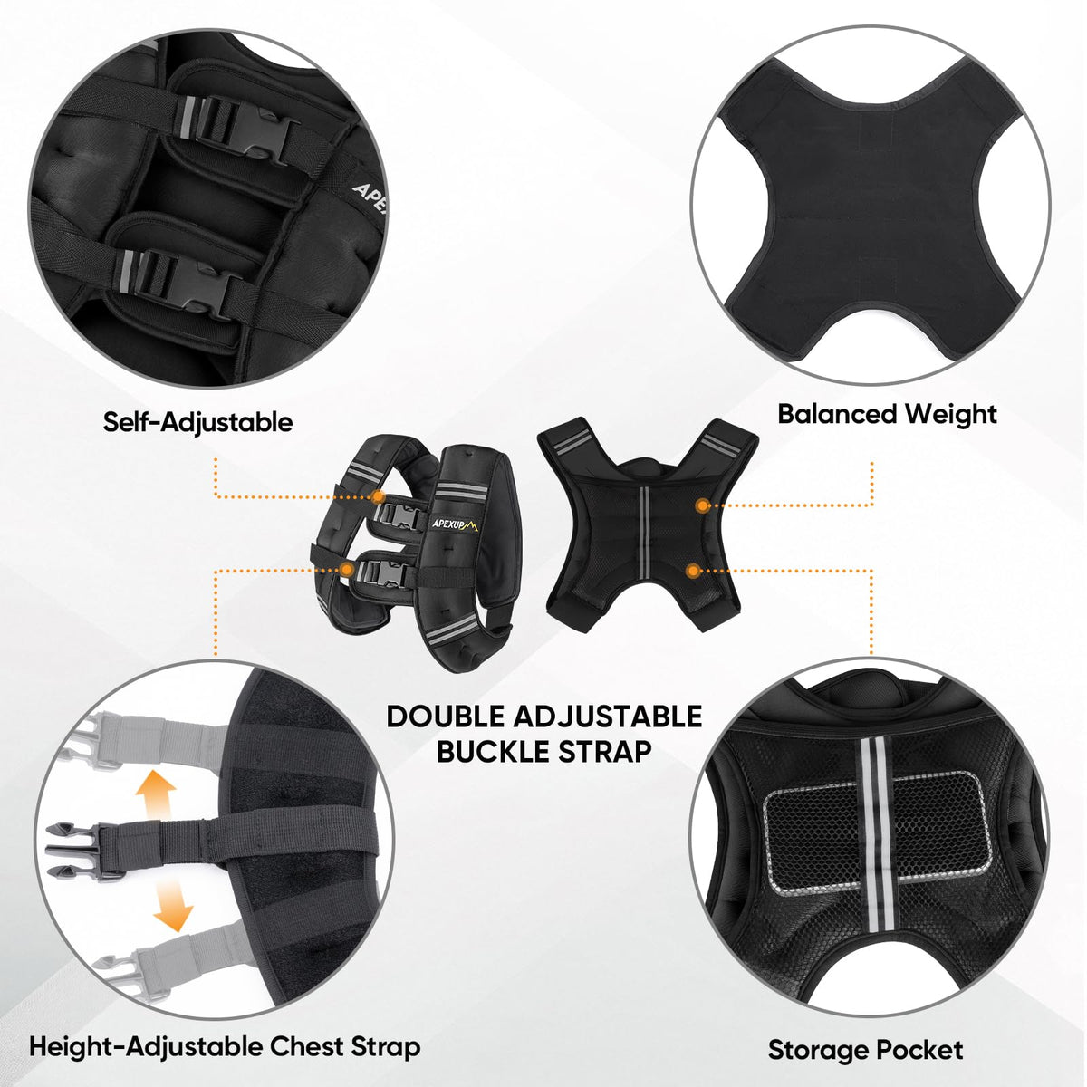 10lbs/Pair Adjustable Ankle Weights & 5lbs Weighted Vest Y53133