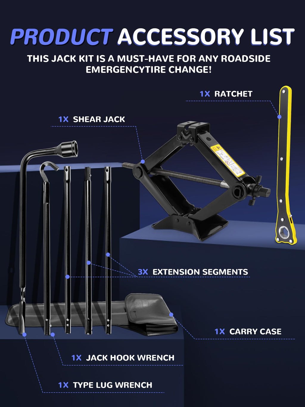 Spare Tire Jack Tool Kit with Ratchet Wrench U66719