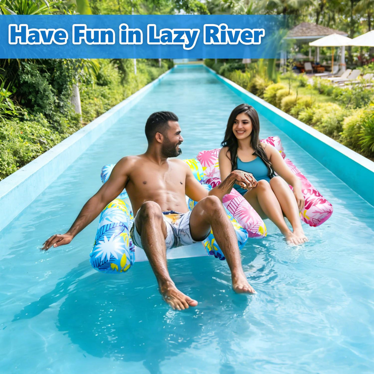 2 Pack Inflatable Pool Floats with Drink Holders and Air Pump K6262