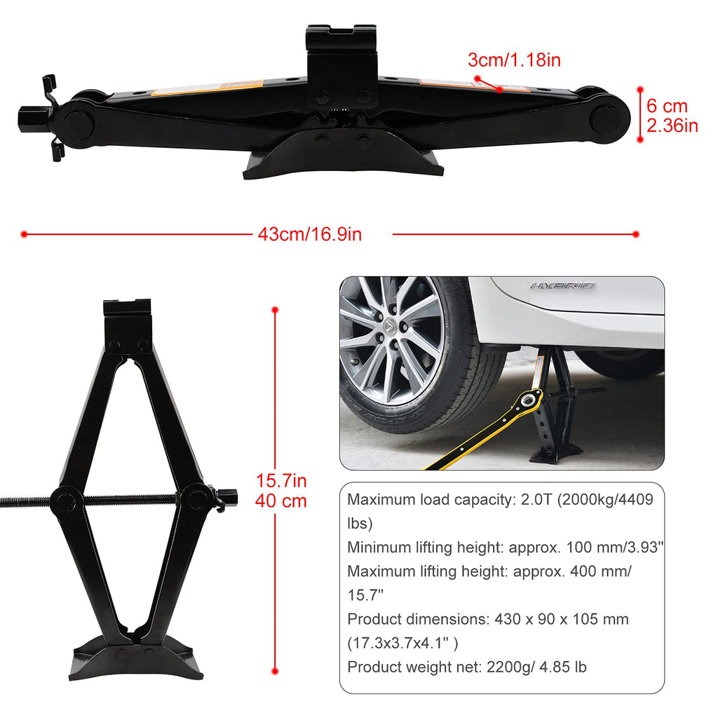 2 Ton Scissor Jack with Ratchet Handle J18255