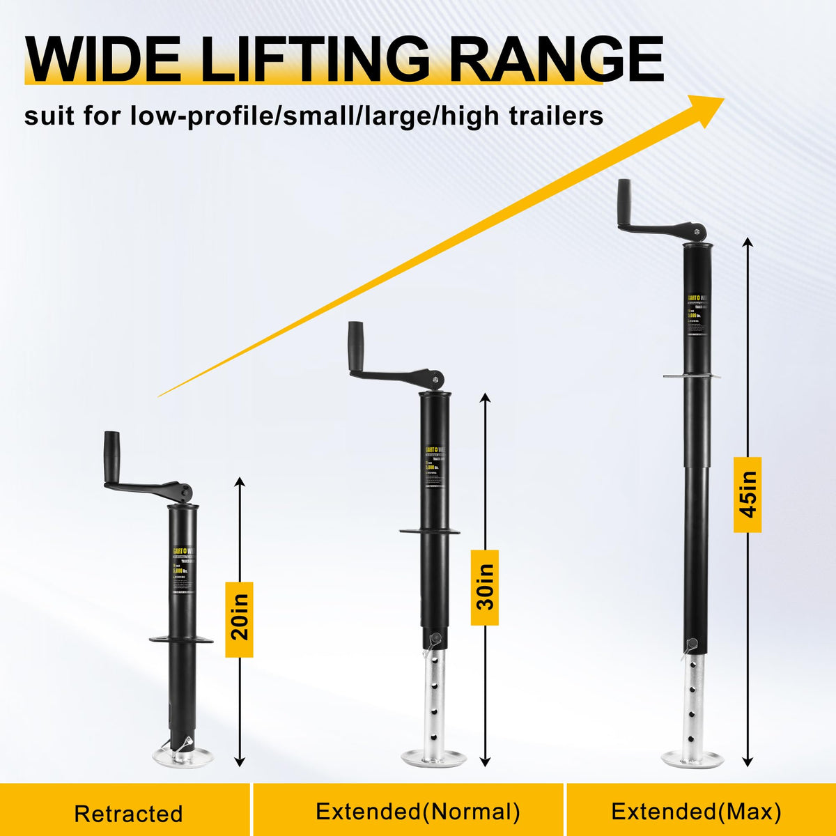5000 lbs A-Frame Trailer Jack with Adjustable Drop Leg H3020