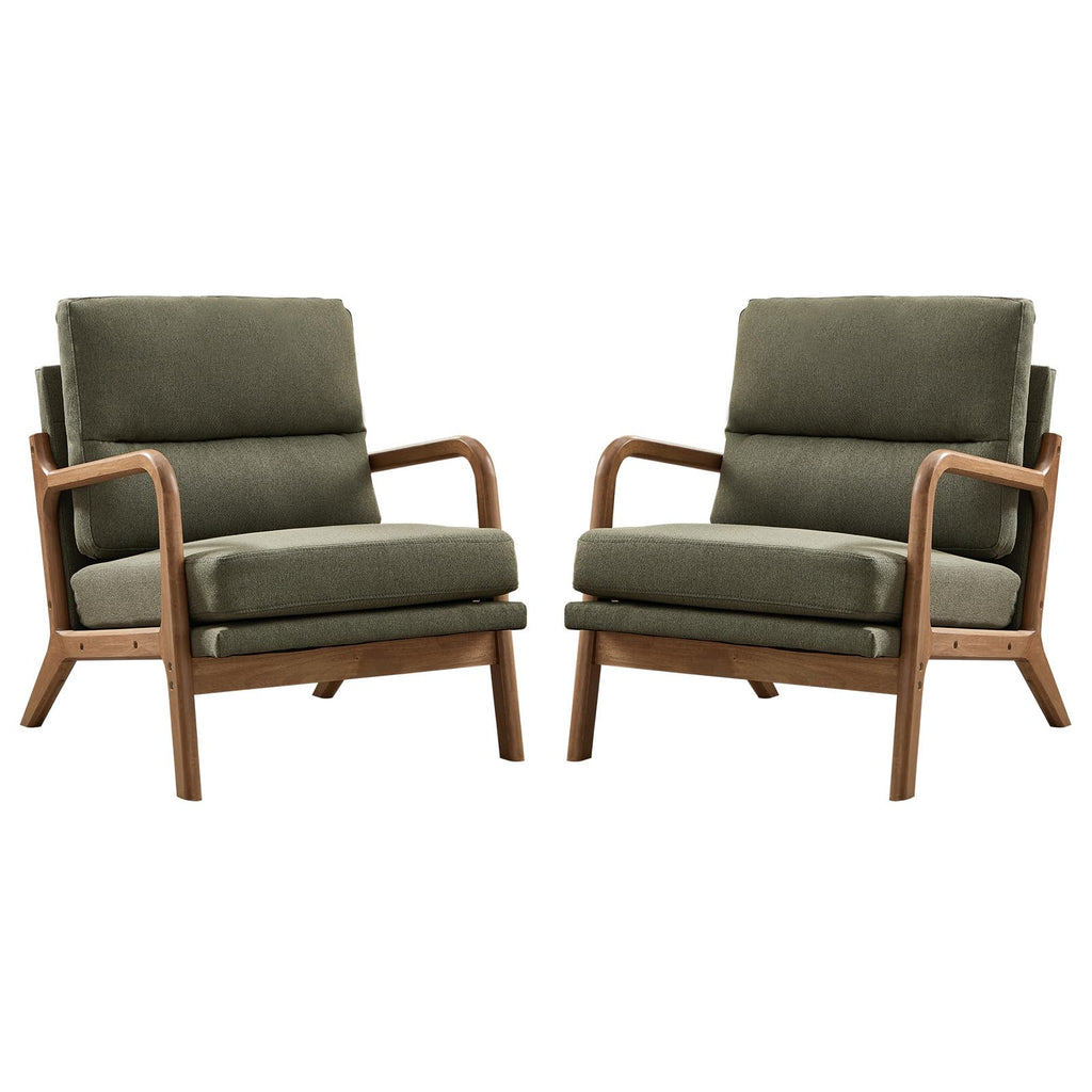 Mid Century Accent Chair Set of 2 Green I607601
