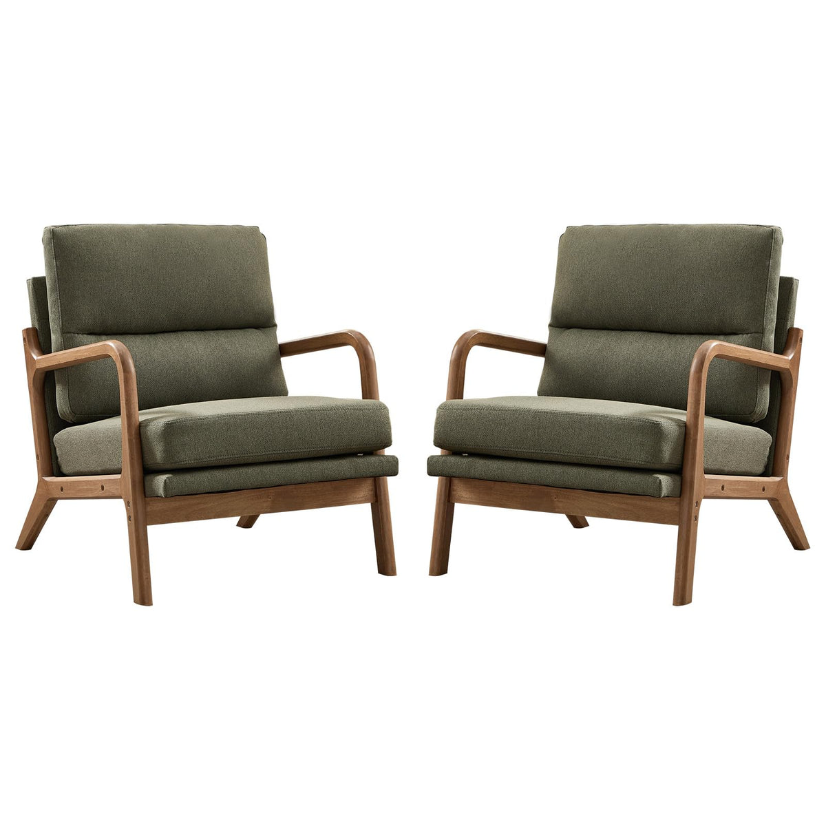 Mid Century Accent Chair Set of 2 Green I607601