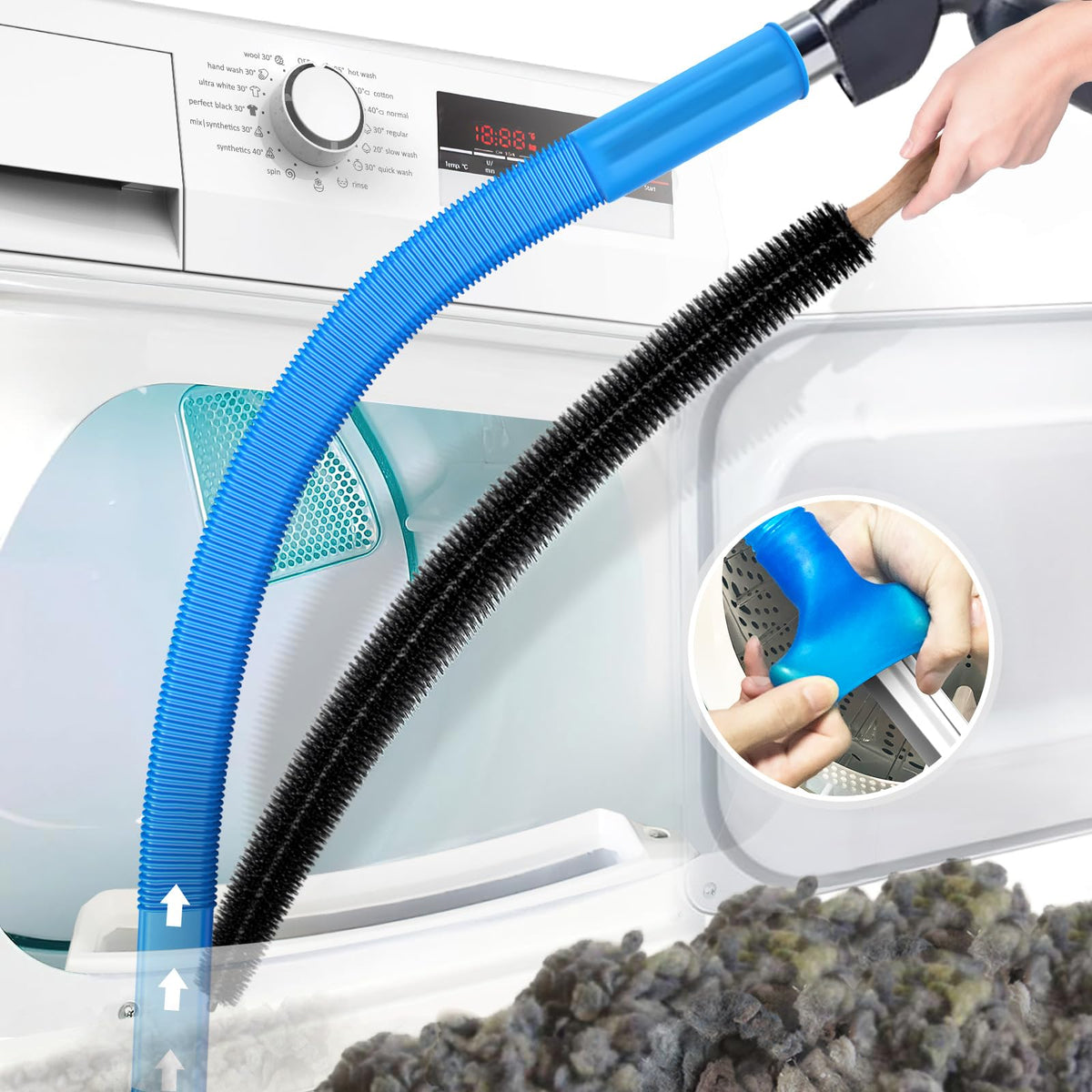 2Pcs Dryer Vent Cleaner Kit Vacuum Hose Attachment & Brush F682292