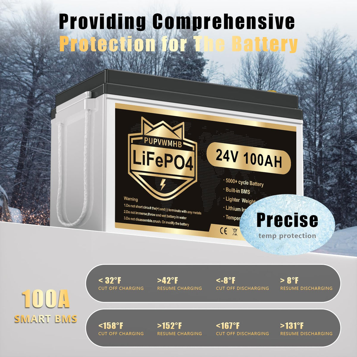 24V 100AH Lifepo4 Battery with 100A BMS A7744