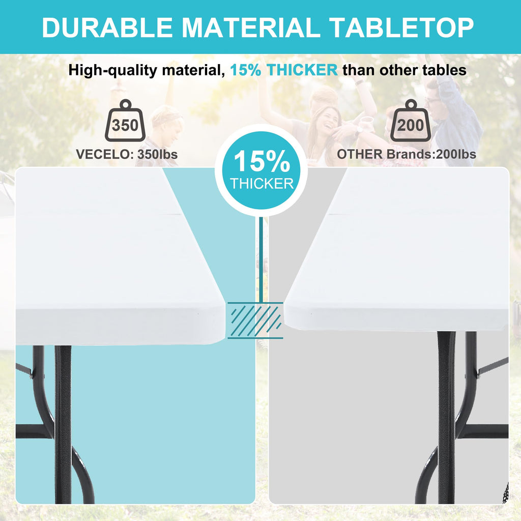 6Ft White Folding Picnic Table Z45871