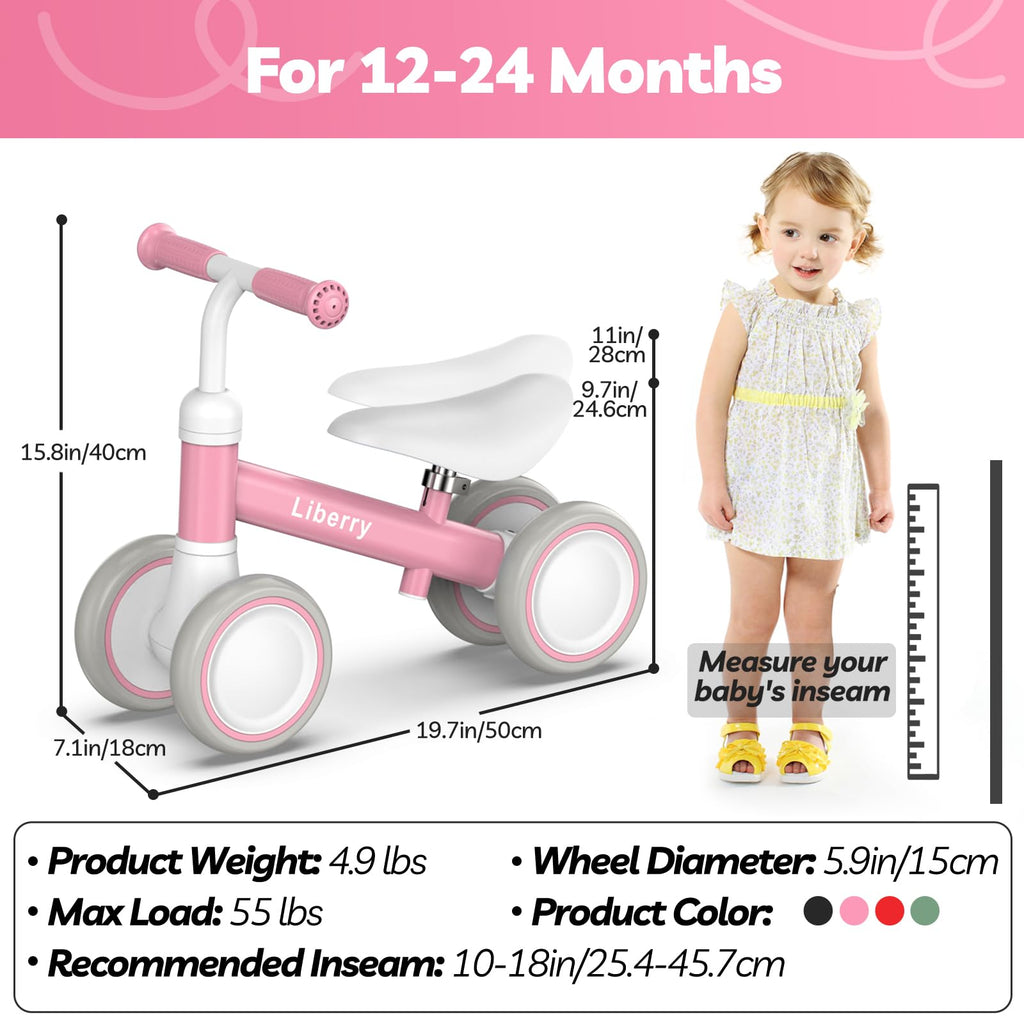 Pink Adjustable Baby Balance Bike S7819