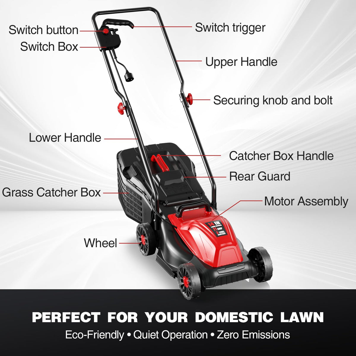 14" Corded Electric Lawn Mower with 3-Position Height Adjustment T6307