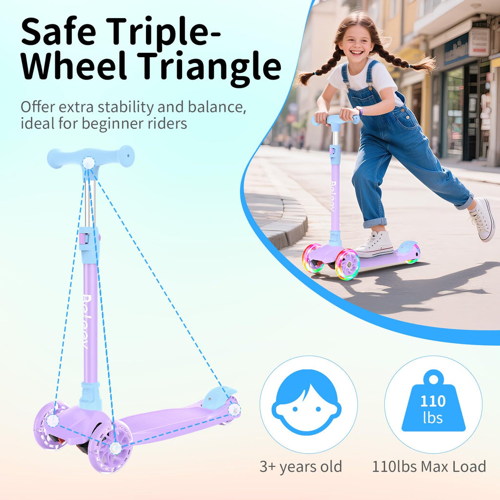 3 Wheel Kick Scooter with Light up Wheels R3924
