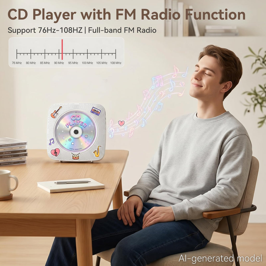 Portable Bluetooth Rechargeable CD Player with Speakers M353363