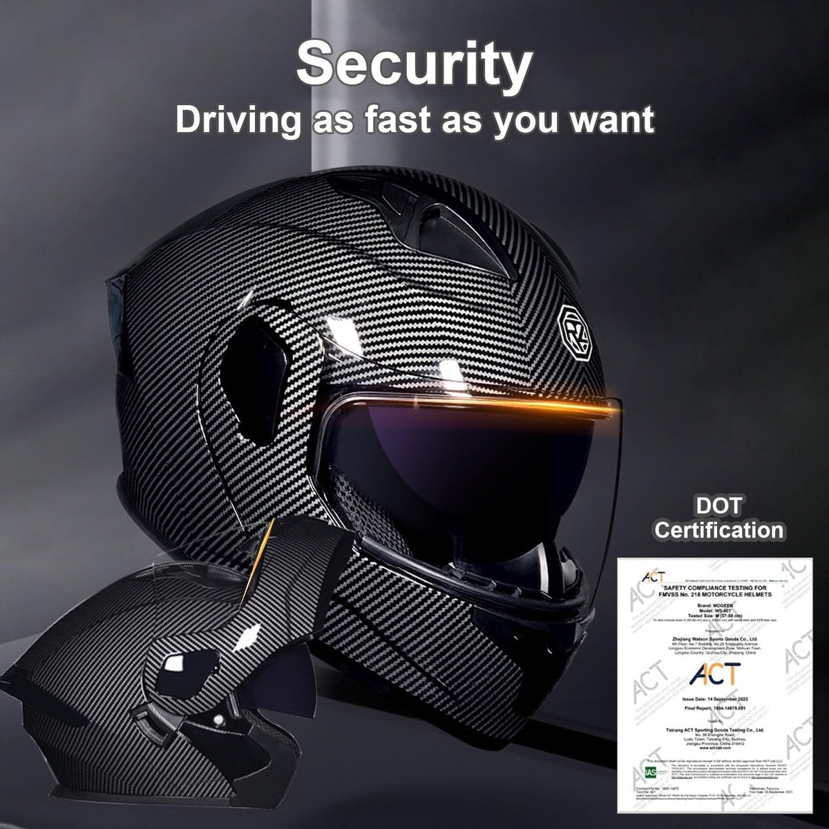 DOT Approved Full Face Flip up Anti-Fog Double Visor Motorcycle Helmet M684