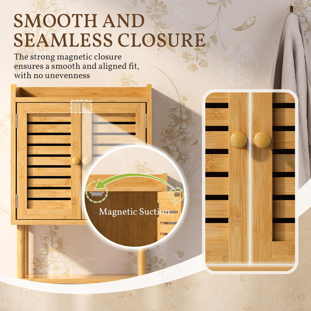 Bamboo Over The Toilet Storage Cabinet with Towel Bar H3168