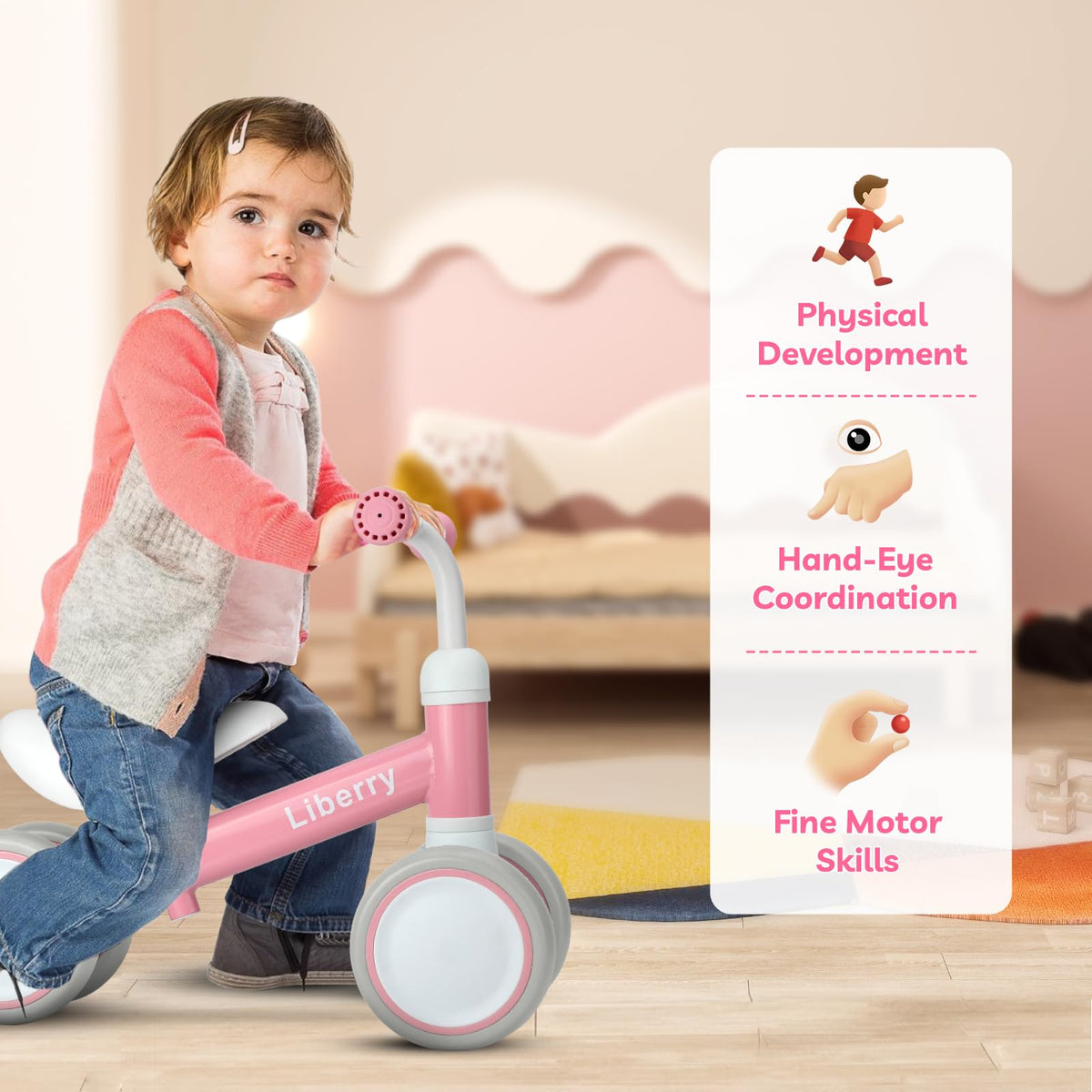 Pink Adjustable Baby Balance Bike S7819