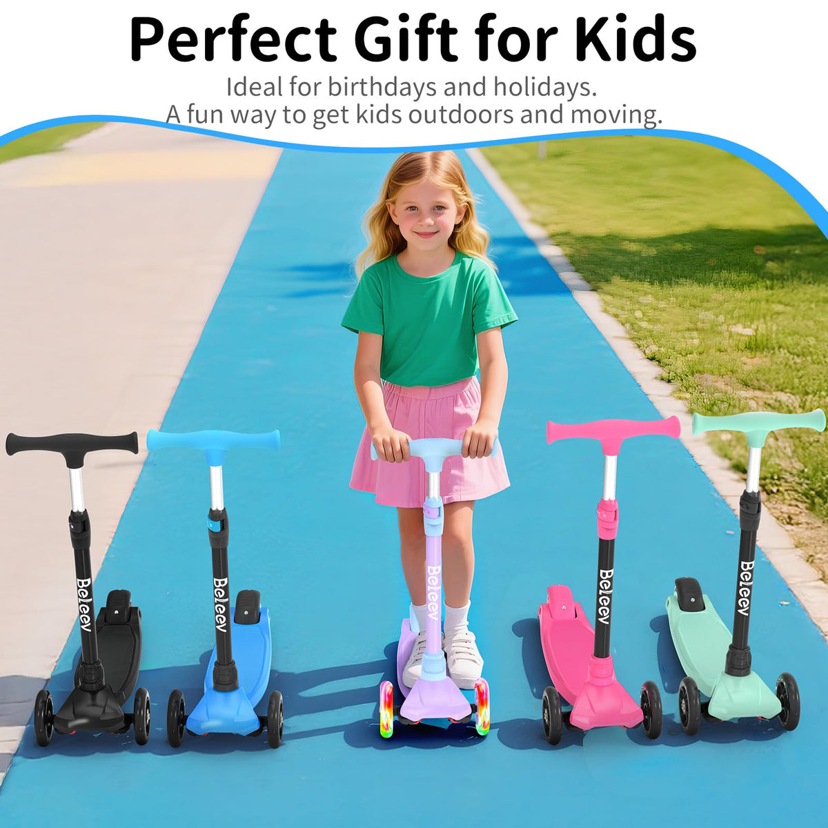 3 Wheel Kick Scooter with Light up Wheels R3924