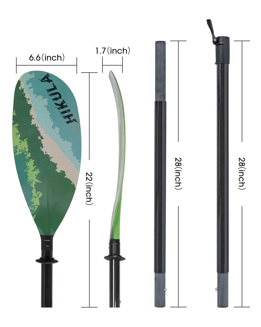 Adjustable Carbon Fiber Shaft Kayak Paddle 4 Piece M317