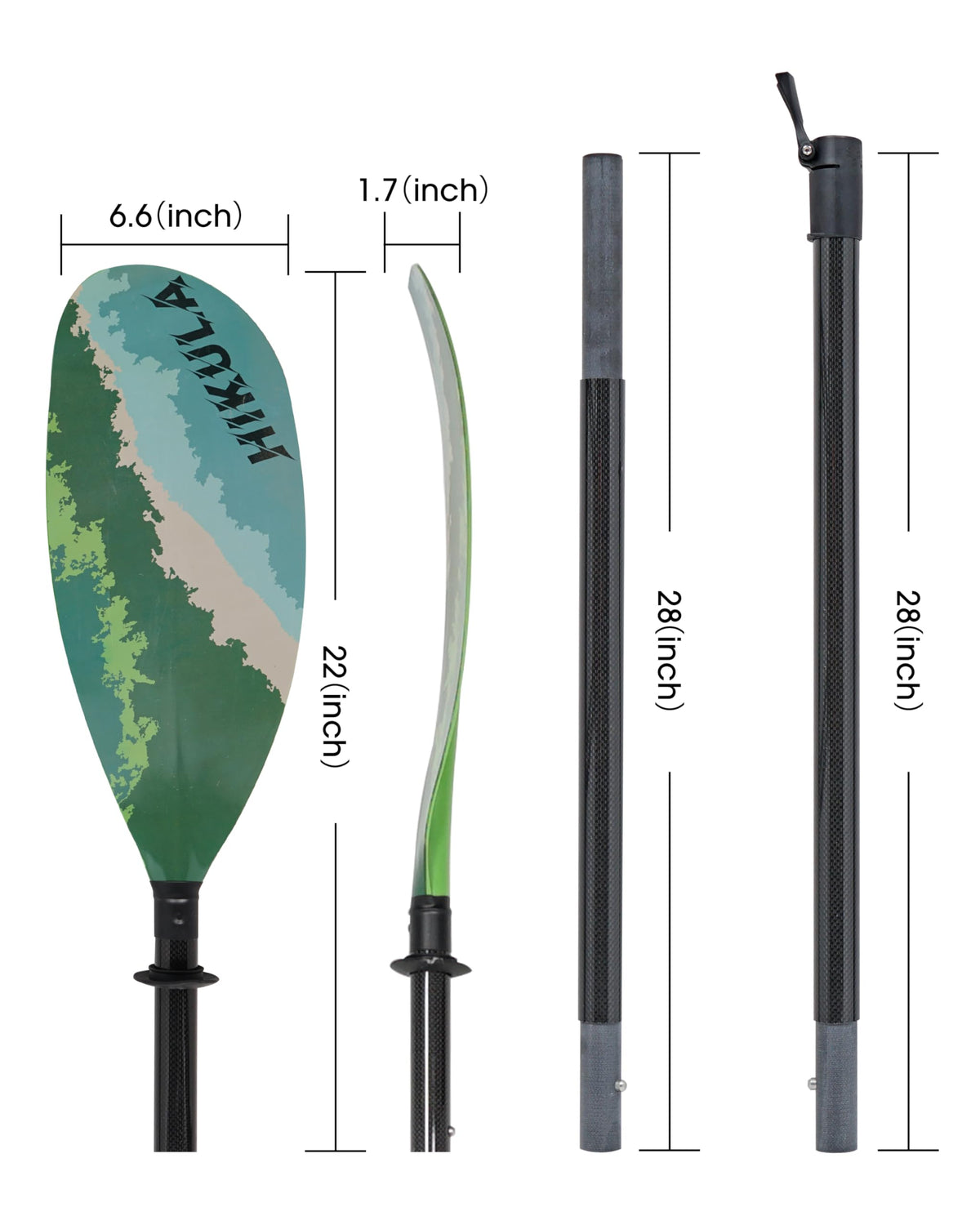 Adjustable Carbon Fiber Shaft Kayak Paddle 4 Piece M317