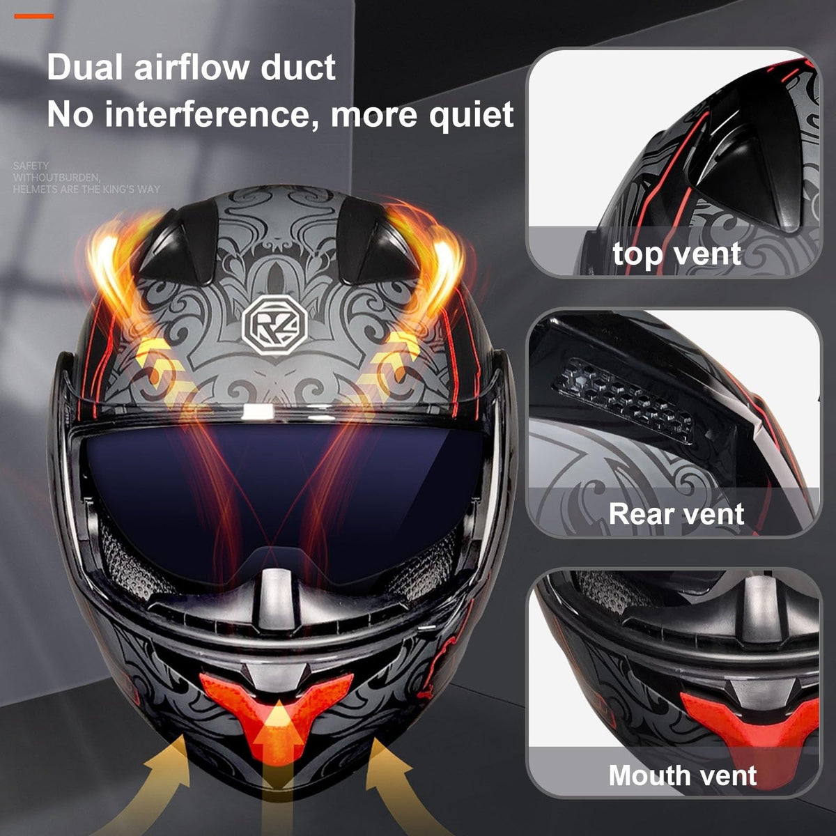 DOT Approved Full Face Flip up Anti-Fog Double Visor Motorcycle Helmet M684
