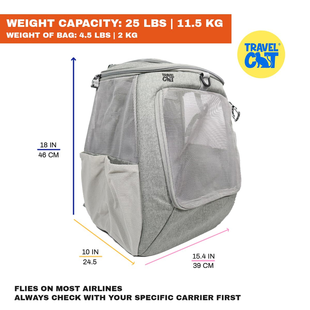 Grey Mesh Cat Carrier Bag with Side Pockets D591249