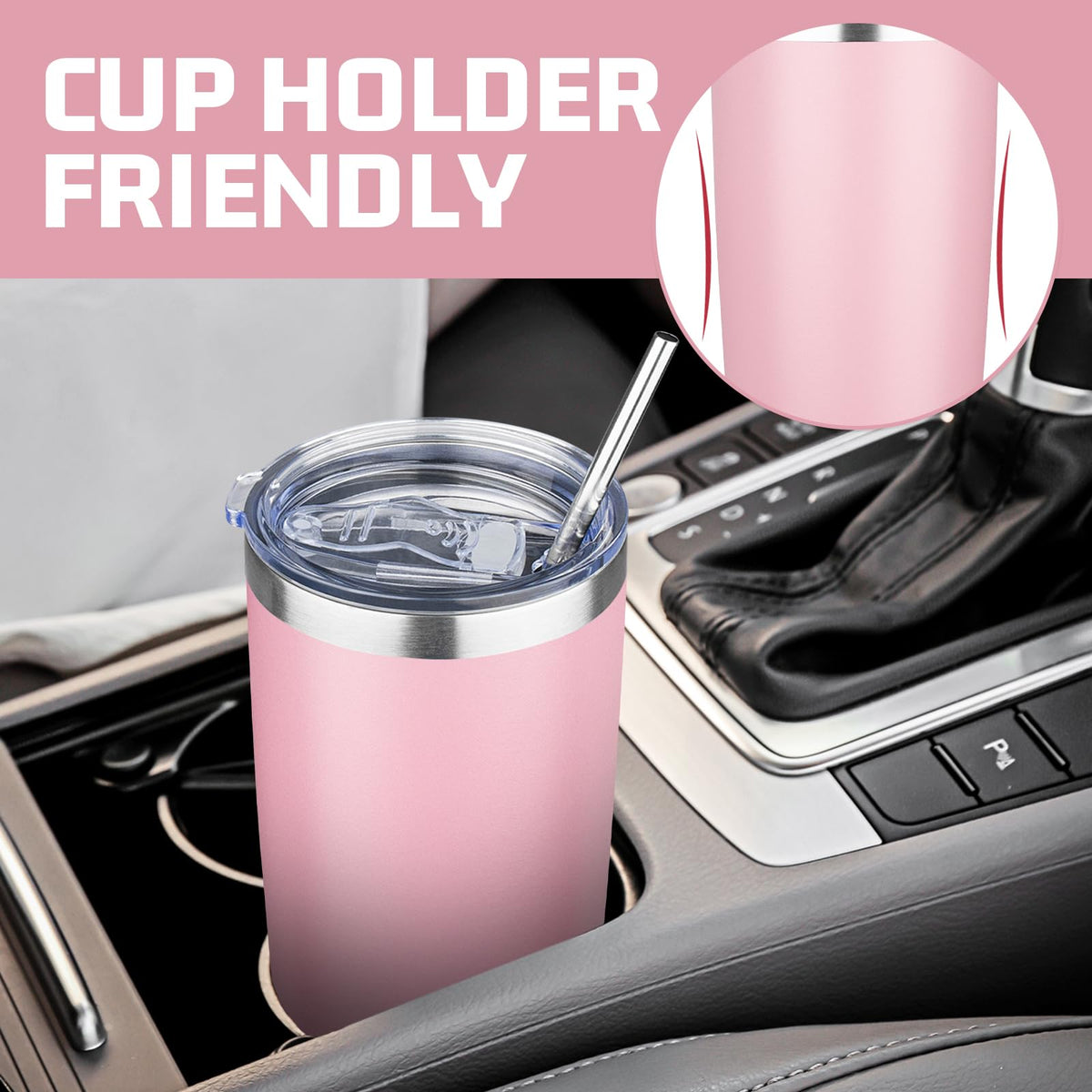 20 oz Stainless Steel Insulated Tumbler with Lids and Straws O41805