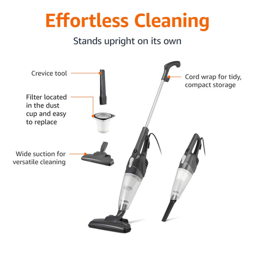 2-in-1 Corded Stick Vacuum Cleaner, Converts to Handheld, Lightweight, Black V74294