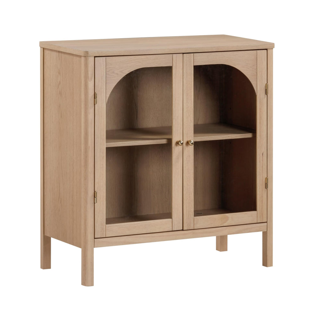 Modern Farmhouse Storage Cabinet with Glass Doors and Adjustable Shelf K849