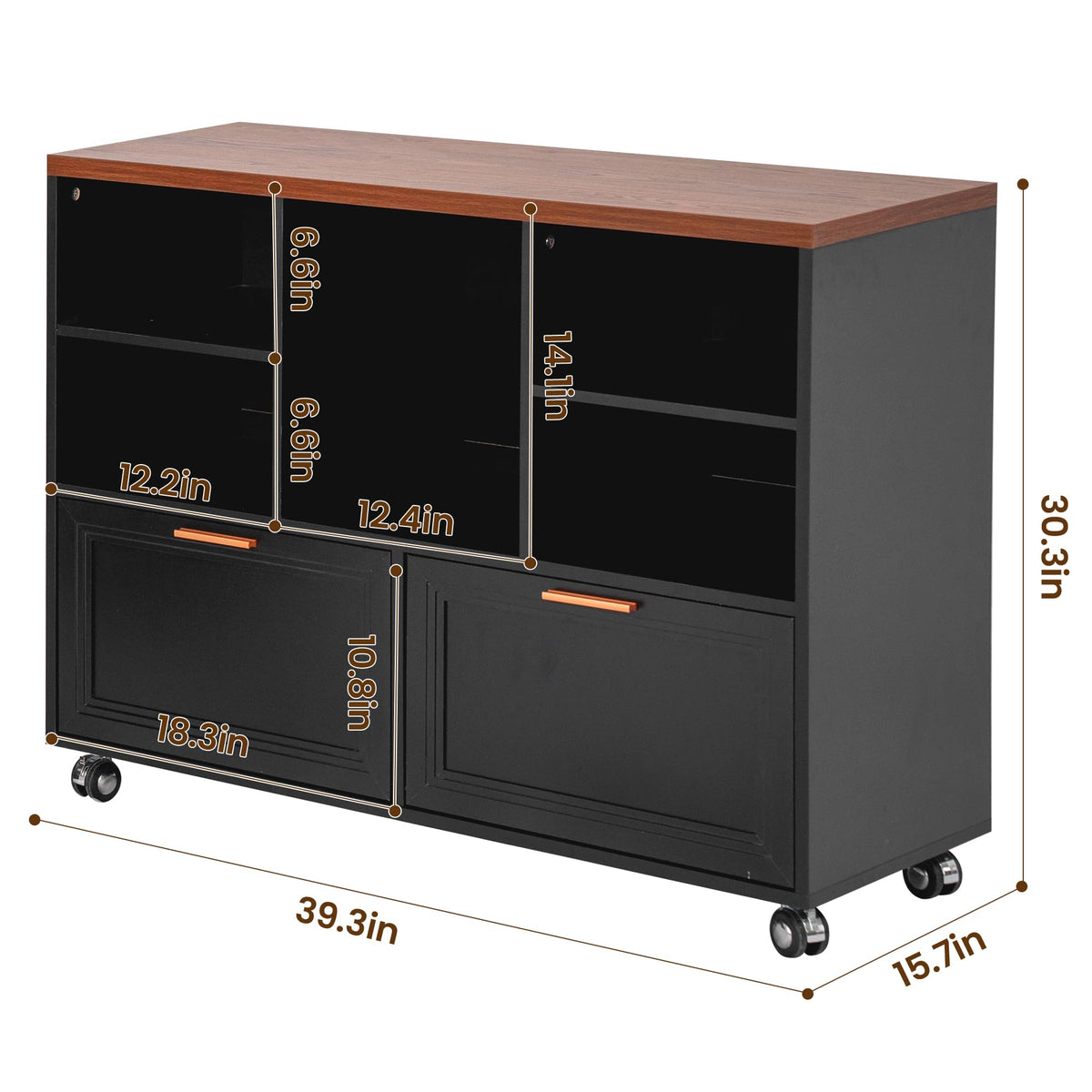 39.3" Lateral File Cabinet with Wheels, 2 Drawers V512487