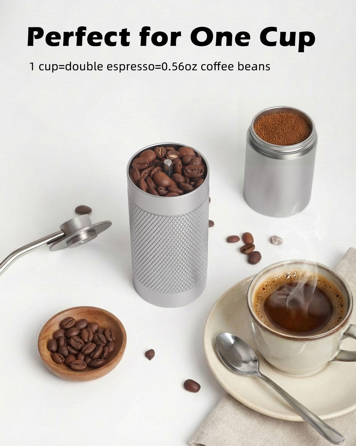Manual Stainless Steel Conical Burr Coffee Grinder with Adjustable Settings L472619
