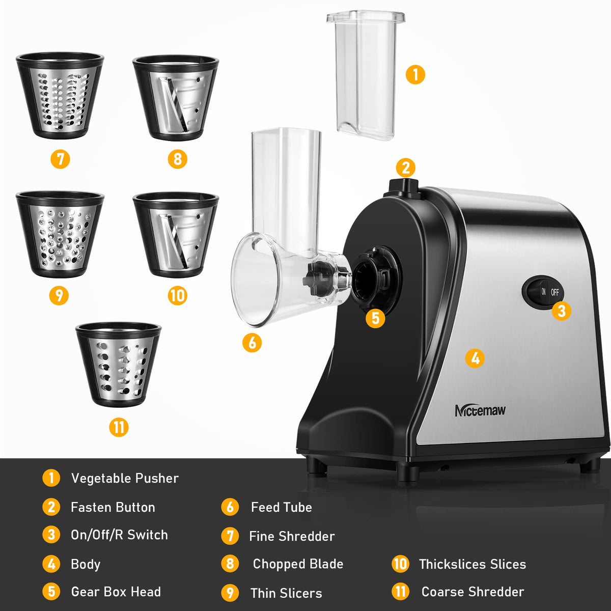 Electric Vegetable Cutter 500 W with 5 Cutting Drums K2238