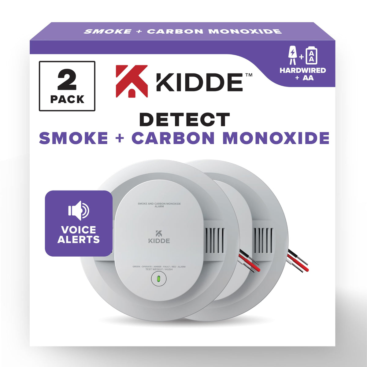 Hardwired Smoke & Carbon Monoxide Detector, 2 Pack W594670