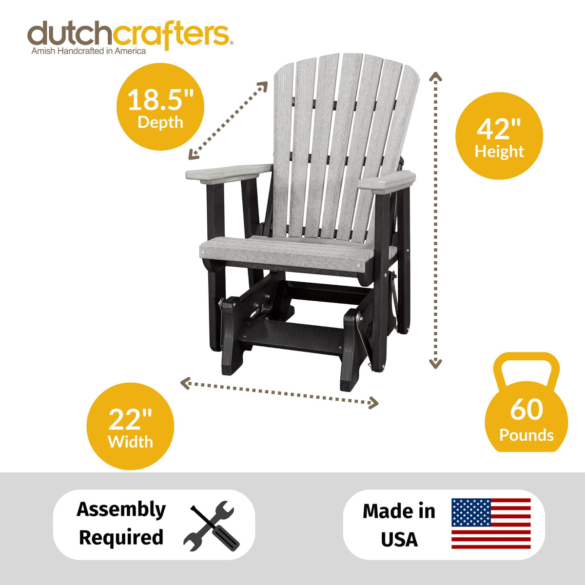 Tudor Brown Cedar Poly Adirondack Glider Outdoor Chair P835798