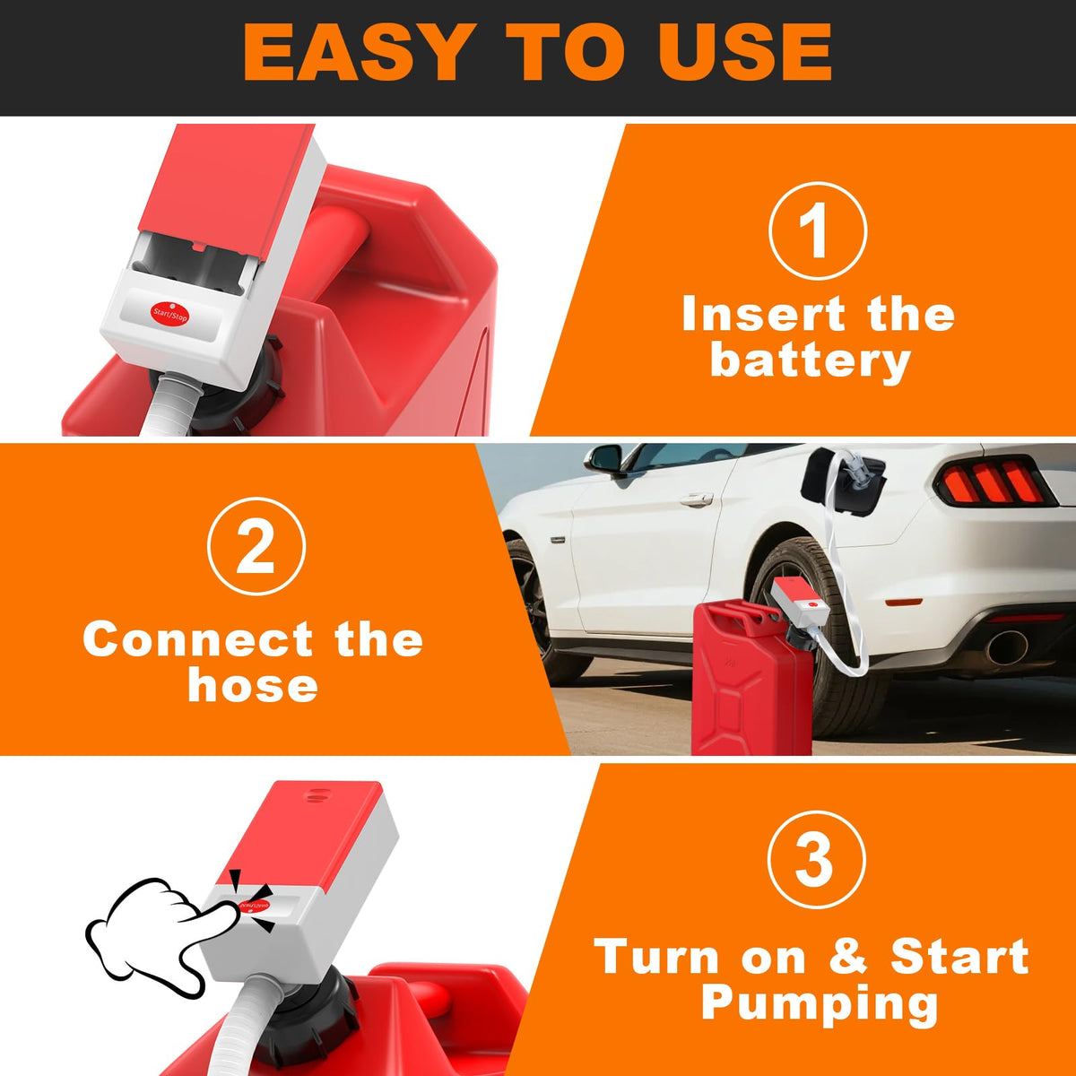 Portable Automatic Fuel Transfer Pump with Auto Stop Sensor and Hose C3894