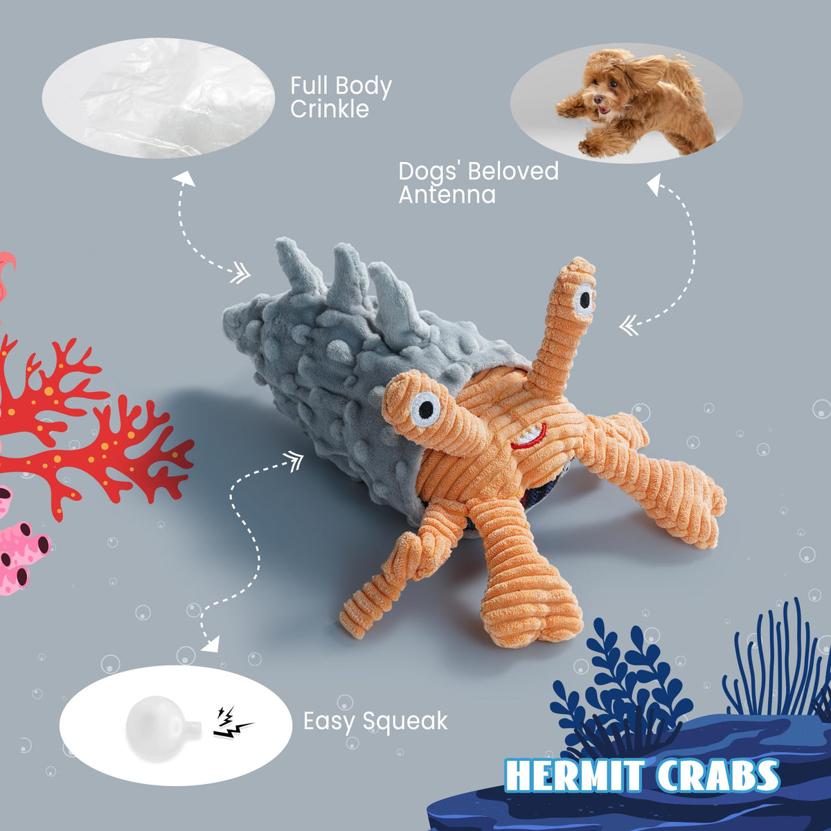 4 Packs Crinkle Squeaky Dog Toys H6262