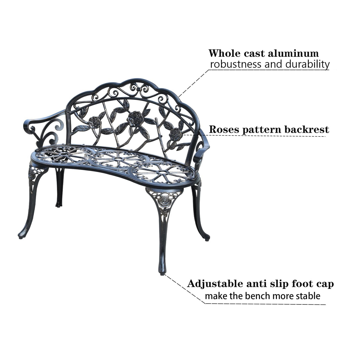 Cast Aluminium Outdoor Bench J97707