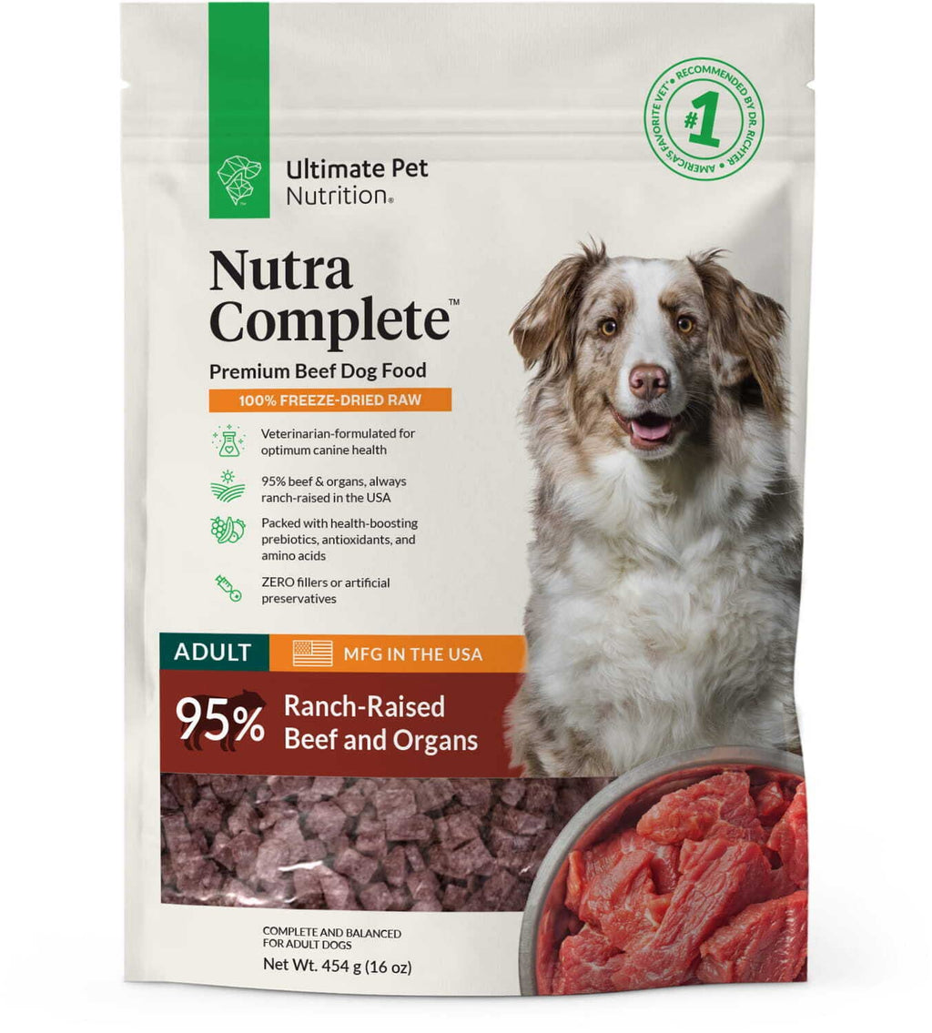 Freeze Dried Raw Dog Food with Antioxidants Prebiotics and Amino Acids, 1 Pound Beef J907327