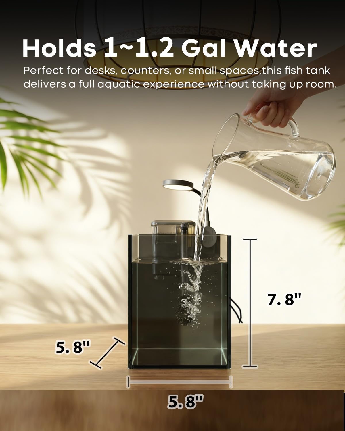 Glass 1.25 Gallon Aquarium Set with Filter LED Light H8695