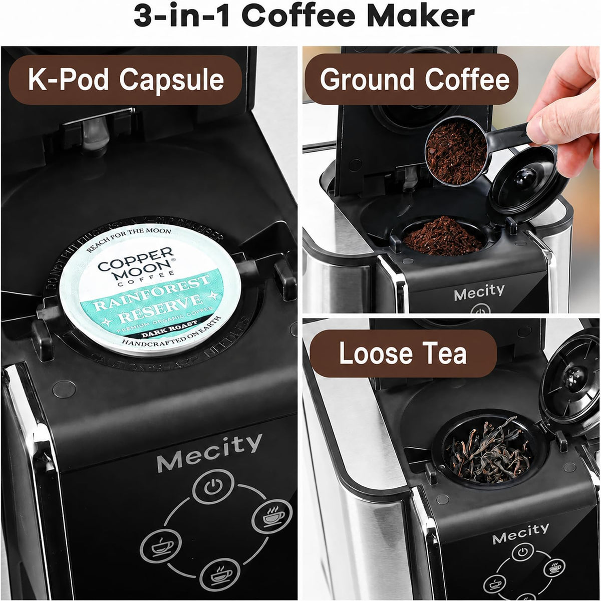 3 in 1 Single Serve Coffee Maker with 50 Oz Water Reservoir O20881