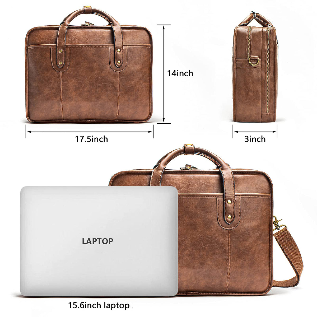 Leather 15.6 Inch Laptop Messenger Bag C446