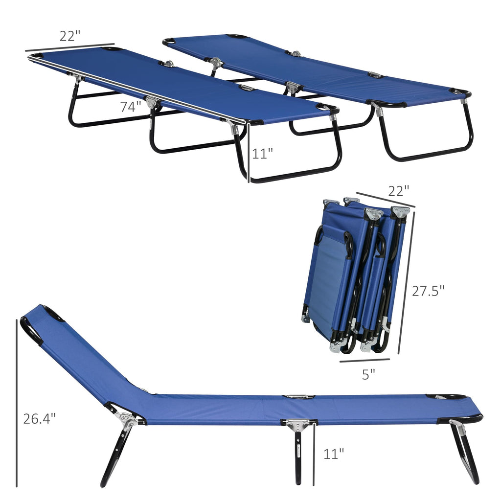 Blue 2 Pieces Folding Chaise Lounge Chair with 5-Level Back D9321