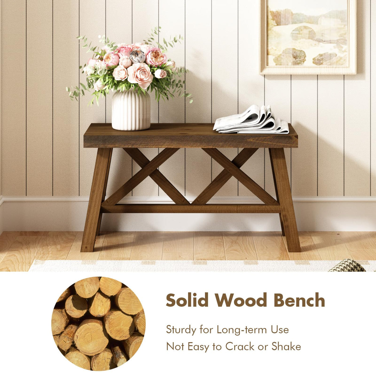 30" Solid Wood Bench W274