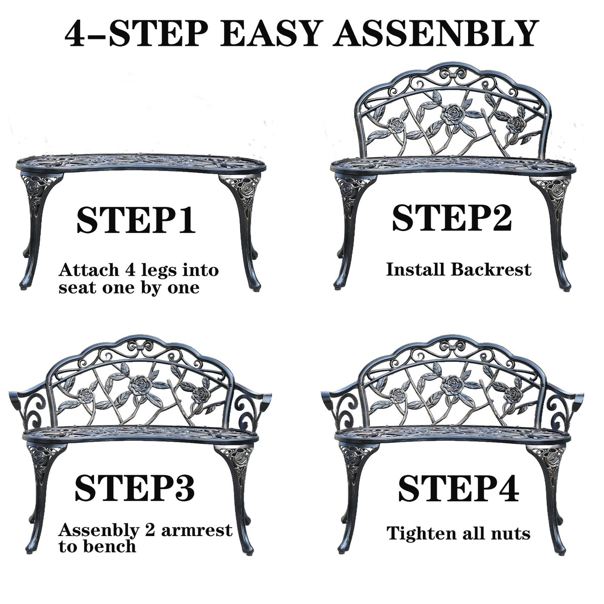 Cast Aluminium Outdoor Bench J97707