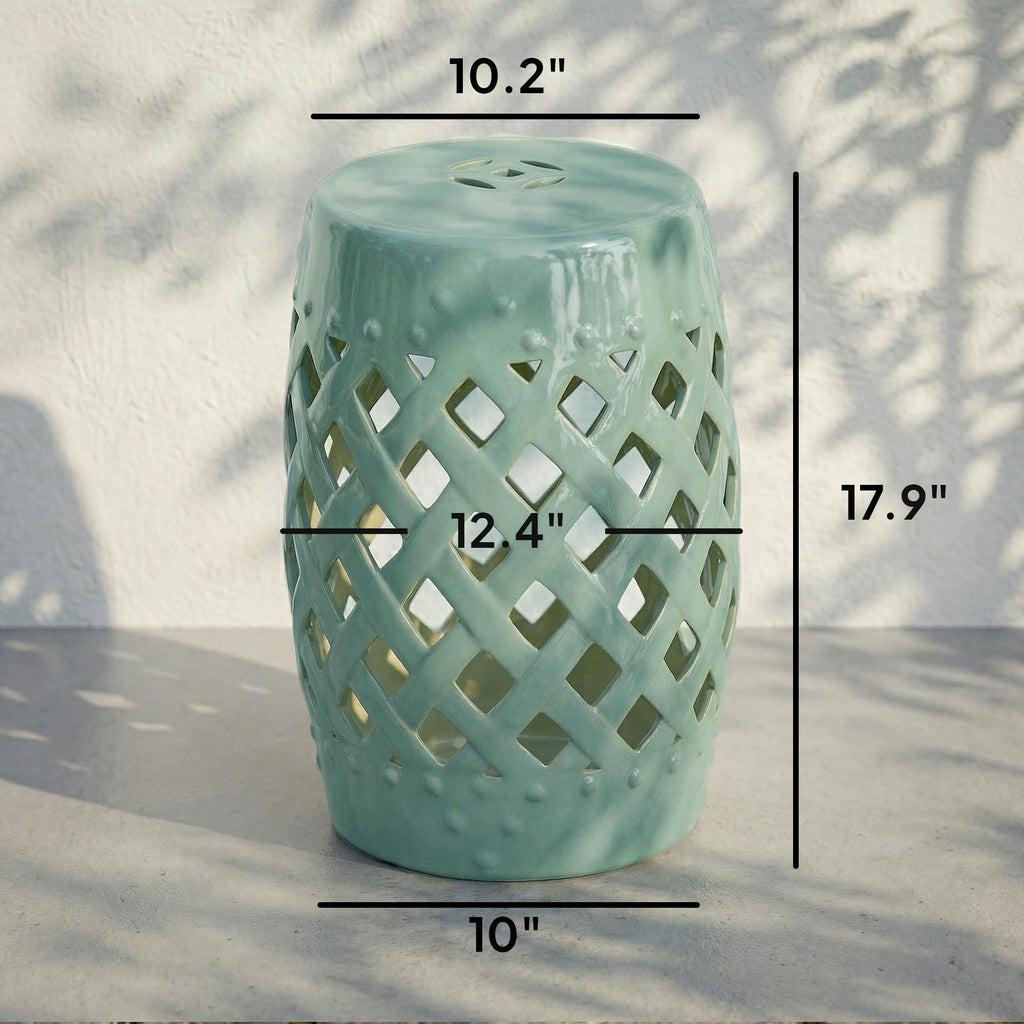 Ceramic Garden Stool Outdoor Stool Green J3828