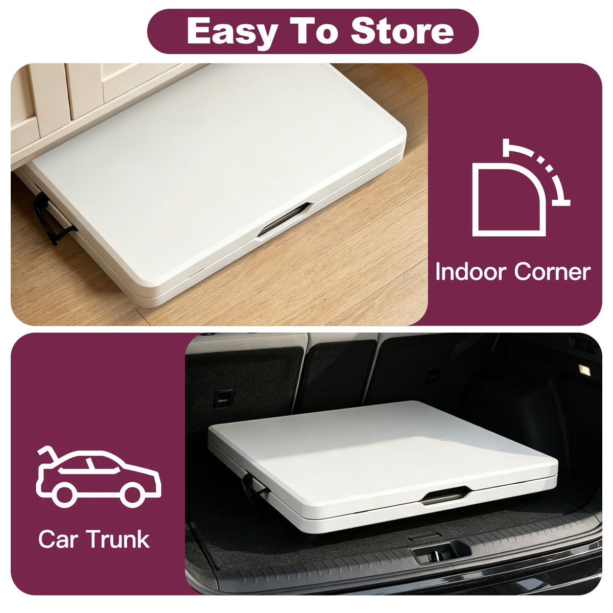 6FT White Folding Plastic Utility Table with Carrying Handle D373