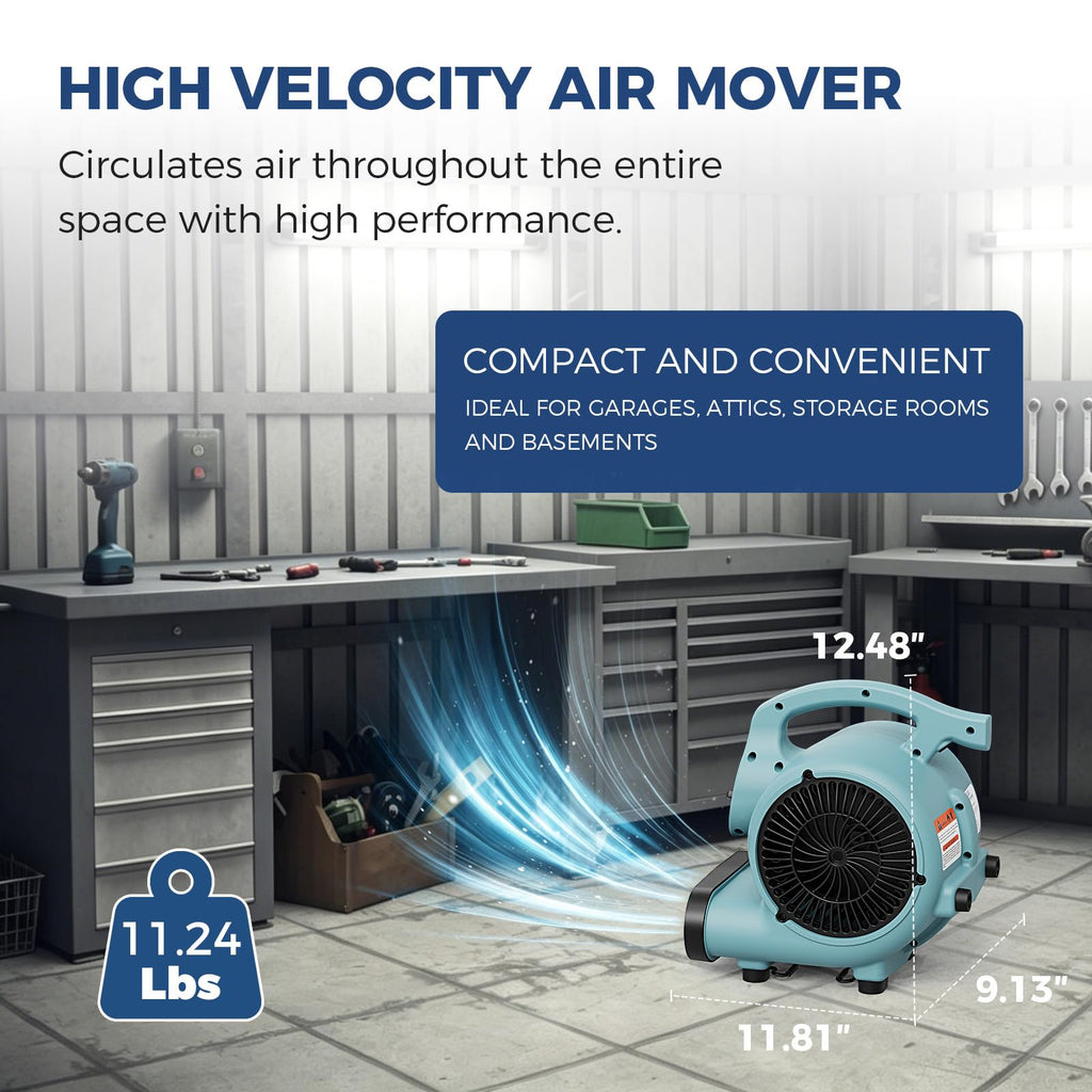 3 Speed Air Mover Blower Fan 115W 600CFM Blue W980410