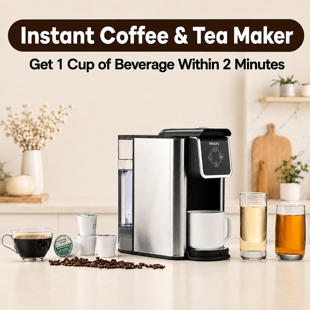 3 in 1 Single Serve Coffee Maker with 50 Oz Water Reservoir O20881