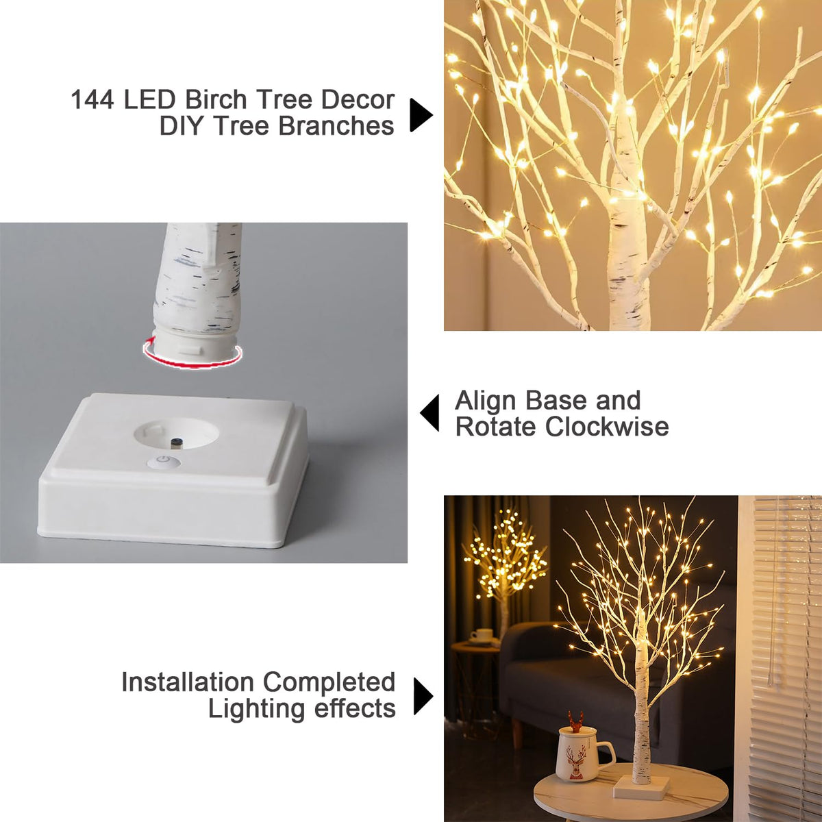 24" 2FT White Birch Tree with 144 LED Lights Z4162