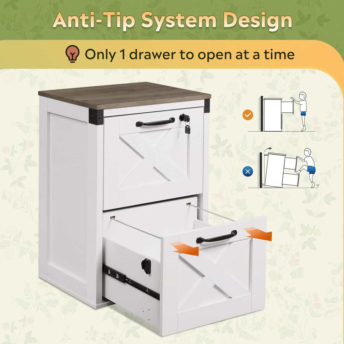2-Drawer File Cabinet with Lock U675