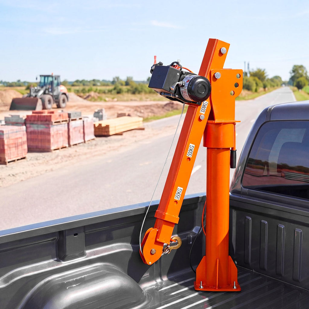 Electric Truck Crane with 12V Electric Winch and 360° Rotating Telescopic Boom R4778